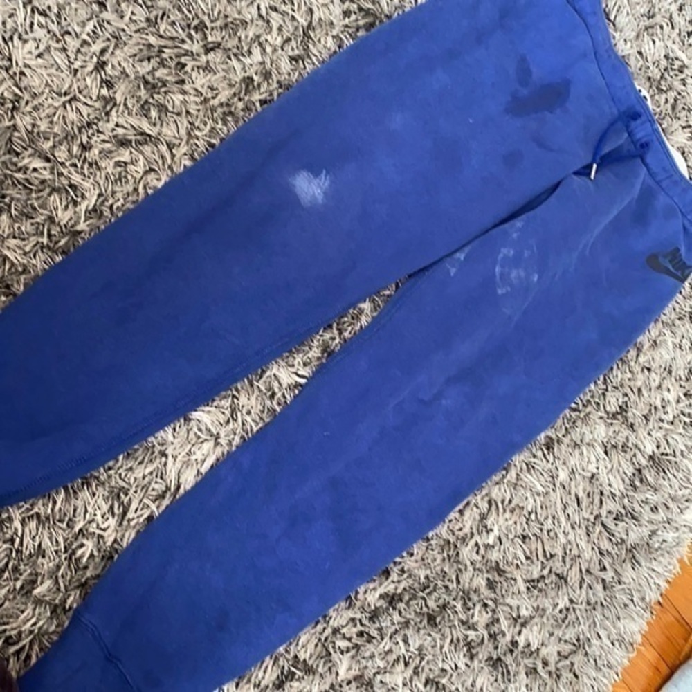 Nike Blue tie dye project pants!! Lots of spots bleach & oil see pics size L.